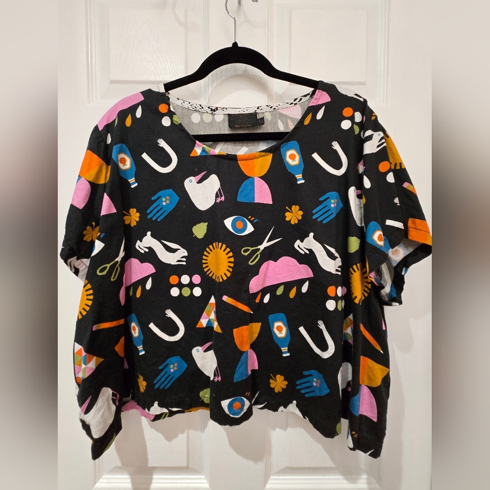COPPER UNION Lisa Congdon 'Raindrops' Crop Top